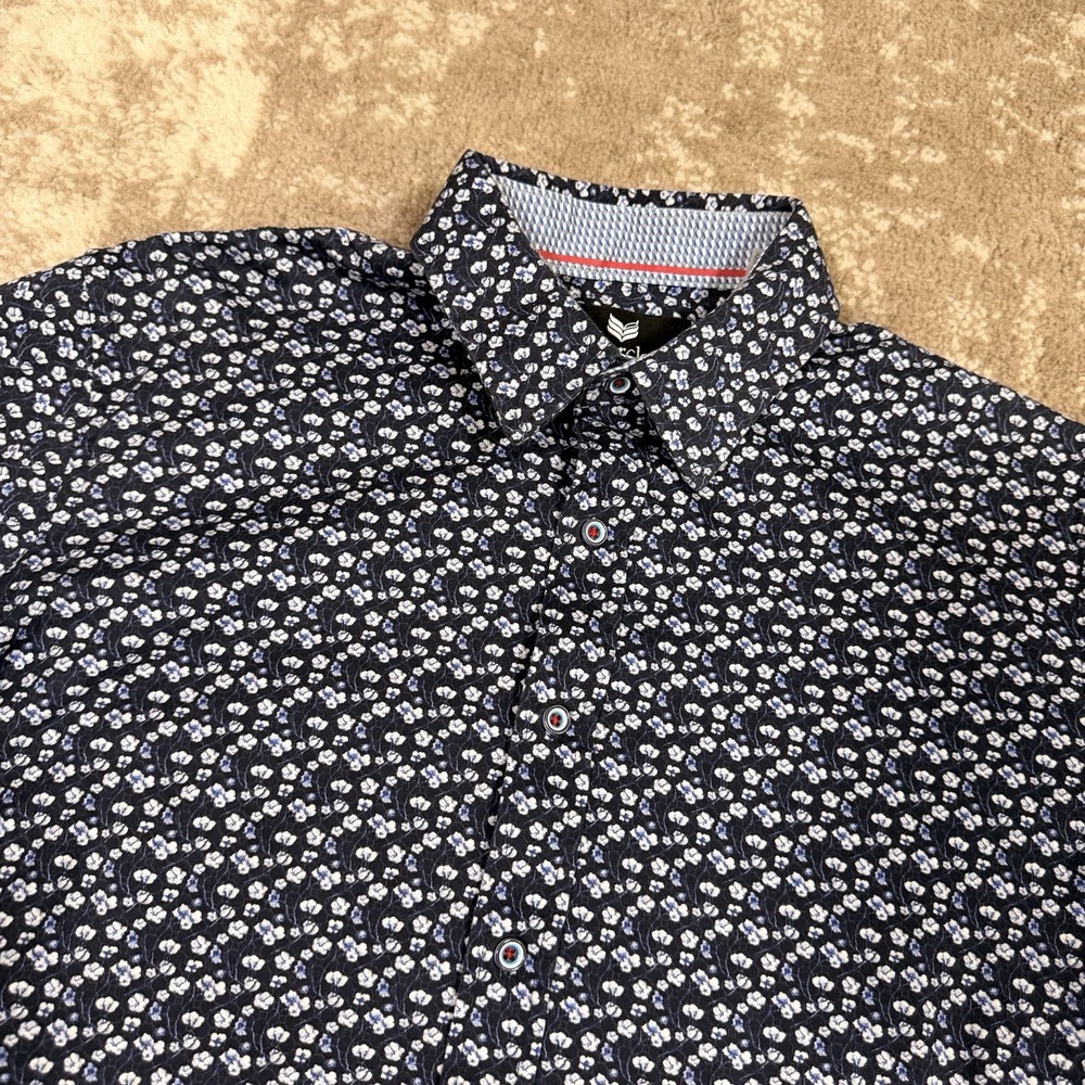 Butter Cloth Shirt Men's Medium Regular Fit Button Front Floral Short Sleeve